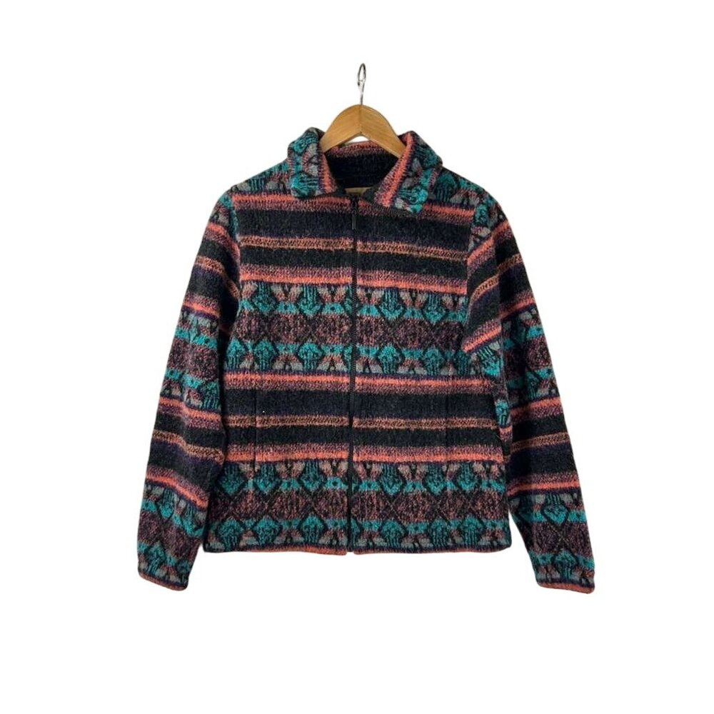 VTG Bear Bridge Outfitters Women's S Wool Blend Full Zip Jacket  Aztec Pattern